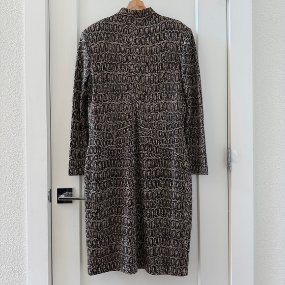 St John Evening Collection Reptile Snake Print Textured Sequin Chic Dress Sz 12 - Picture 2 of 7